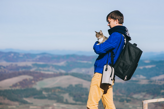 hiking with cat